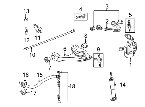 2003 Chevrolet Avalanche 1500 Front Suspension Components, Lower Control Arm, Upper Control Arm, Stabilizer Bar Front Shock Absorber Assembly Diagram for 15756921