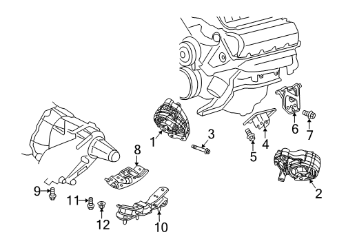 2009 Chrysler Aspen Engine & Trans Mounting Bracket-Transmission Mount Diagram for 52855880AB