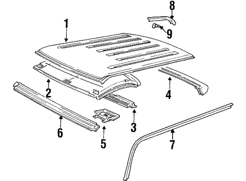 1994 GMC C2500 Roof & Components Drip Weatherstrip Diagram for 15766539