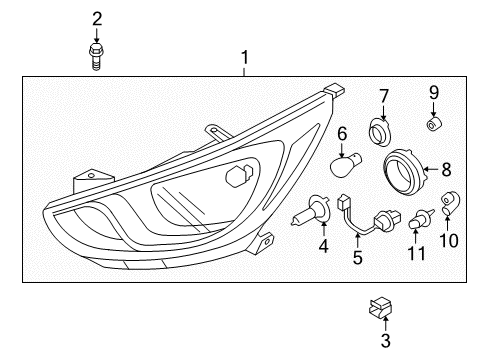 2015 Hyundai Accent Headlamps Front Turn Signal Lamp Holder & Wiring Diagram for 921613C000