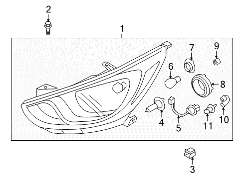 2015 Hyundai Accent Headlamps Cap-Headlamp Dust Diagram for 92191-1R000