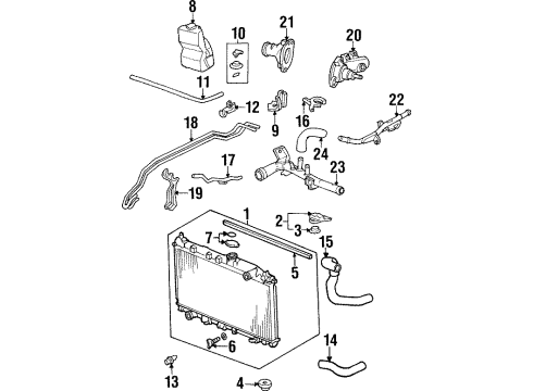 1996 Acura TL Radiator & Components Cap Set, Reserve Tank Diagram for 19110-P08-000