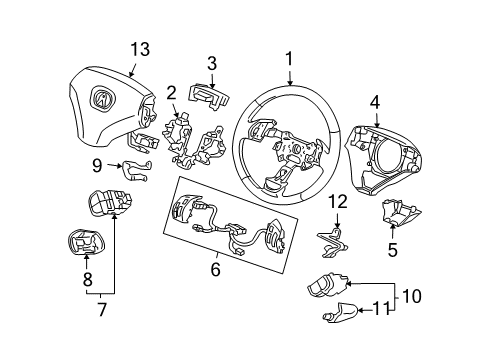 2007 Acura TSX Steering Column & Wheel, Steering Gear & Linkage Switch Assembly, Audio Remote & Cruise Diagram for 35880-SEC-A31