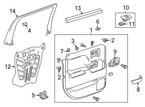 2015 GMC Sierra 2500 HD Rear Door Trim Asm-Rear Side Door Armrest Cover *Off Round Carbon Diagram for 84317065