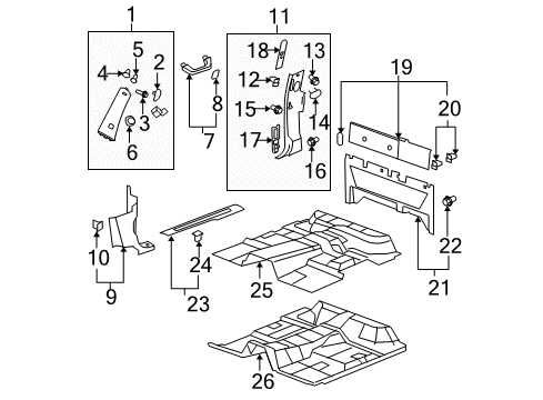 2007 GMC Sierra 2500 HD Interior Trim - Cab Lock Pillar Trim Diagram for 22871291