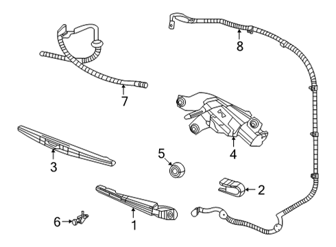 2022 Jeep Grand Wagoneer Wiper & Washer Components HOSE-WINDSHIELD WASHER Diagram for 68340499AA