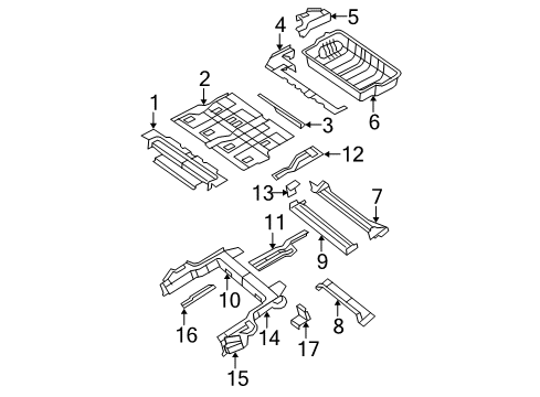 2014 Dodge Grand Caravan Rear Body - Floor & Rails Filler-Rear Floor Pan Diagram for 5109092BA