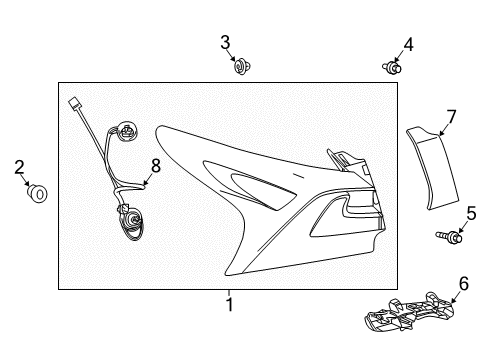 2019 Lexus NX300h Tail Lamps Lamp Assembly, Rear Combination Diagram for 81560-78040