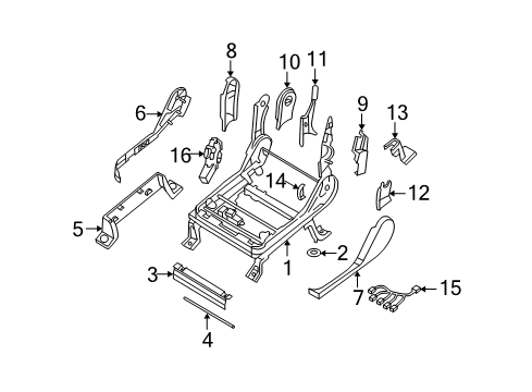 2010 Infiniti QX56 Power Seats Bar - Front Seat Adjust Diagram for 87411-ZH30A