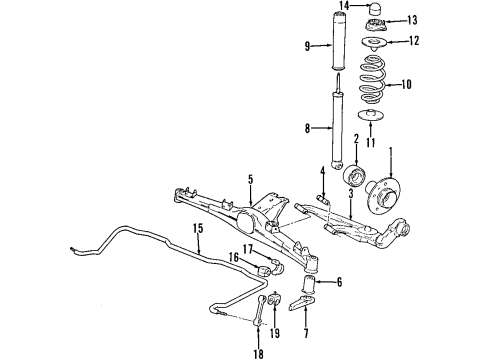 2001 BMW Z3 Rear Suspension Components, Stabilizer Bar Set Coil Springs Diagram for 33539070580