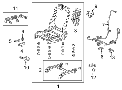 2017 Acura TLX Power Seats Cord Passenger Side Power Seat Diagram for 81206-TZ3-A60