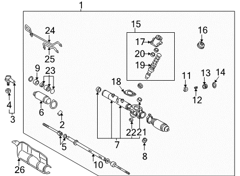 2006 Toyota Camry P/S Pump & Hoses, Steering Gear & Linkage End Sub-Assembly,Steering Diagram for 45503-09230
