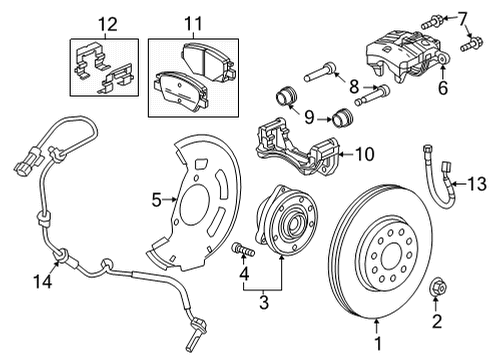 2022 Chevrolet Bolt EUV Front Brakes Front Pads Diagram for 42671512