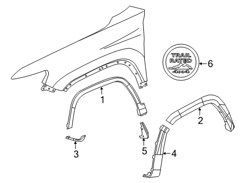 2020 Jeep Cherokee Exterior Trim - Fender SPAT-Front Fender Diagram for 68280946AA