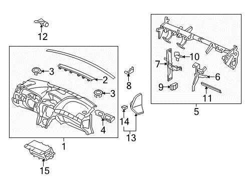 2013 Acura TL Cluster & Switches, Instrument Panel Bracket, Joint Center (Lower) Diagram for 61333-TK4-A00