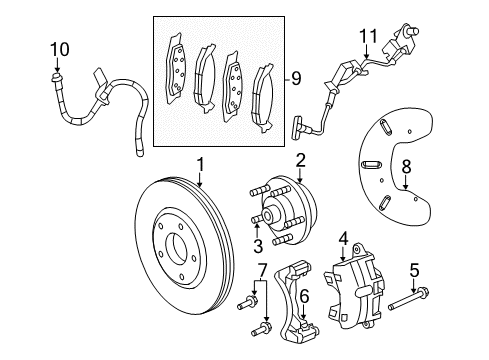 2012 Chrysler 200 Brake Components Front Disc Brake Pad Diagram for 2AMV3494AB