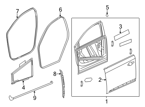 2018 Cadillac XTS Front Door Lower Weatherstrip Diagram for 20864653