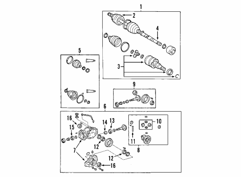 2004 Toyota Matrix Rear Axle, Axle Shafts & Joints, Differential, Propeller Shaft Center Bearing Diagram for 37230-19015