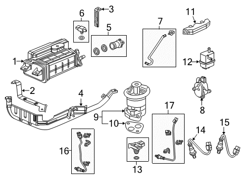 2015 Acura RDX Powertrain Control Pipe, Canister Guard Diagram for 17576-TX4-A00