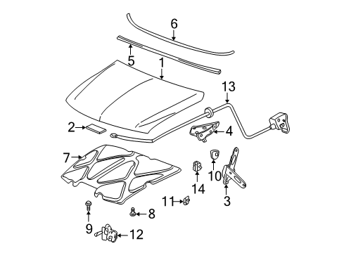 2003 Chevrolet Silverado 2500 Hood & Components Lock Diagram for 15240710