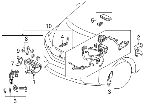 2017 Honda Fit Electrical Components Cover, Relay Box (Upper) Diagram for 38253-T5A-A02