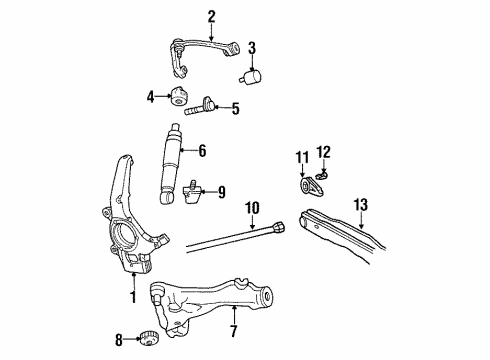 2002 Lincoln Navigator Front Suspension Components, Lower Control Arm, Upper Control Arm, Stabilizer Bar Upper Control Arm Diagram for 2L1Z-3084-CA