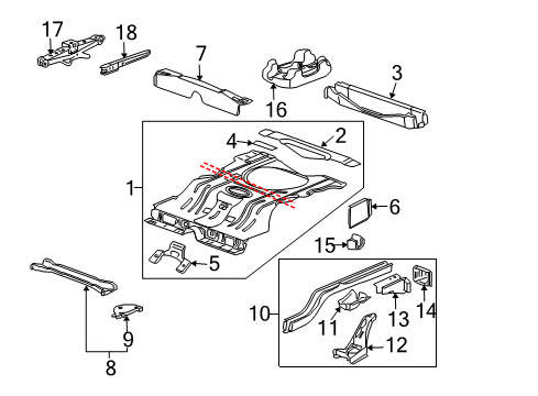 2009 Chevrolet Impala Rear Body - Floor & Rails Extension Diagram for 10287561