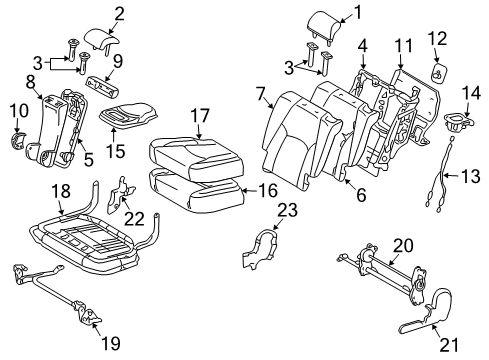 2006 Toyota Highlander Second Row Seats Armrest Assembly Diagram for 72830-48180-A0