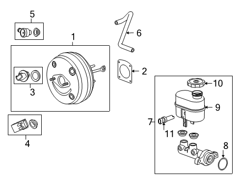 2008 Chevrolet Silverado 1500 Vacuum Booster Power Brake Booster Assembly(Vacuum) (Service) Diagram for 25801713