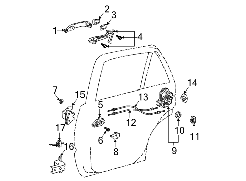 2005 Toyota 4Runner Rear Door Check Strap Diagram for 68630-35040