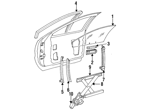 1996 Cadillac Fleetwood Front Door Weatherstrip Asm-Front Side Door Window *Black Diagram for 10161040