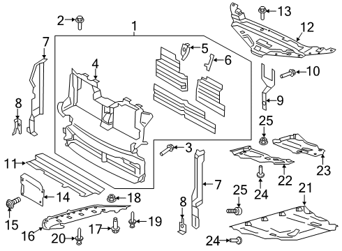 2020 Lincoln Nautilus Radiator Support - Under Cover & Splash Shields Bracket Bolt Diagram for -W716435-S442