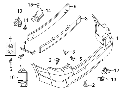 2017 Nissan Altima Rear Bumper Sensor Assy Distance Diagram for 28438-3TA4E