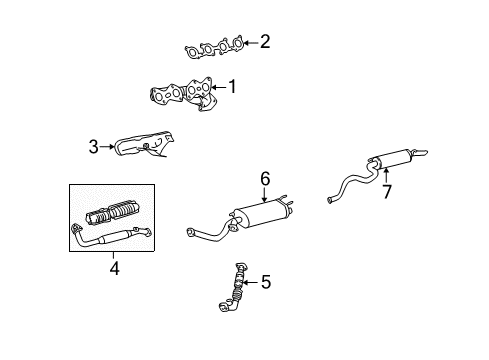 1999 Lexus LX470 Exhaust Manifold Exhaust Manifold Diagram for 17105-50121
