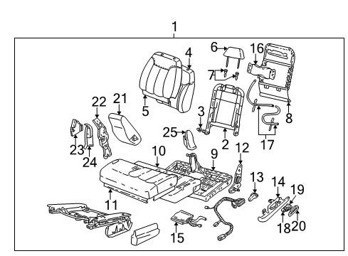 1998 GMC C1500 Power Seats Bladder, Driver Seat Lumbar Support Diagram for 12549881