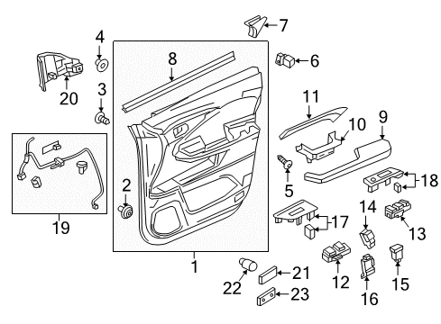 2018 Honda Pilot Mirrors Switch Assembly, Power Window Passenger Diagram for 35760-TG8-A31