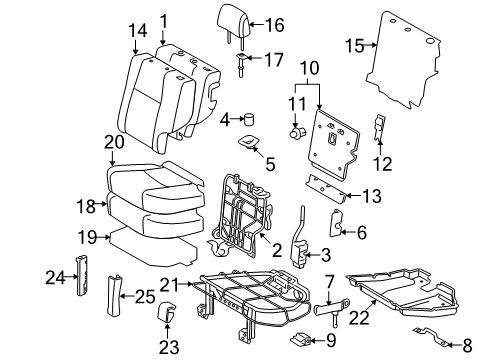 2013 Toyota 4Runner Second Row Seats Seat Cushion Pad Diagram for 71612-60440