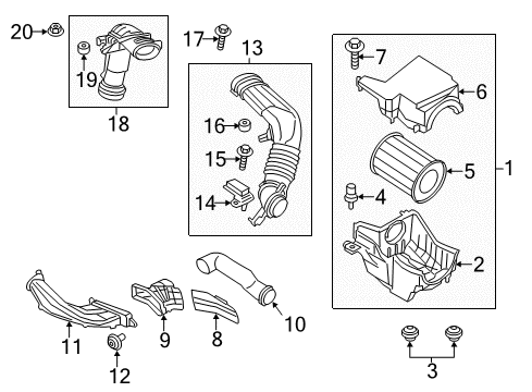 2013 Ford Escape Filters Air Inlet Tube Diagram for CV6Z-9B659-F