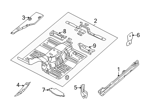 1999 Jeep Grand Cherokee Floor & Rails Pan-Floor Diagram for 55296400AC