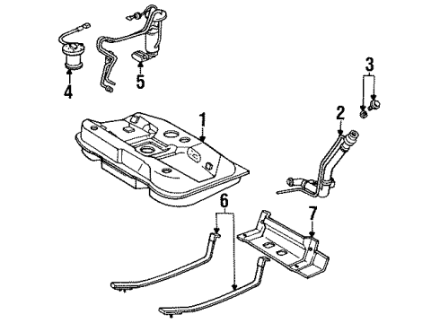 1987 Toyota Camry Fuel System Components Pipe Sub-Assy, Fuel Tank Inlet Diagram for 77201-32040