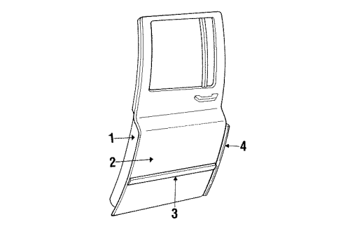 1987 GMC R2500 Suburban Rear Door Molding, Dr Edge Guard Diagram for 329036