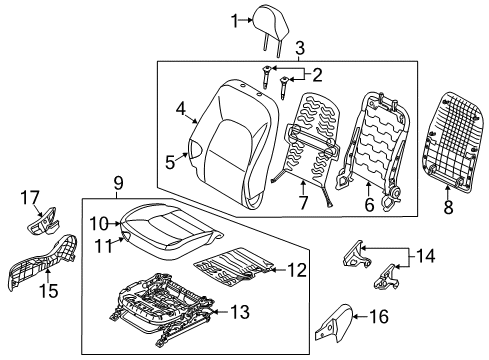 2012 Kia Rio Passenger Seat Components Cushion Assembly-Front S Diagram for 882001W140BDM