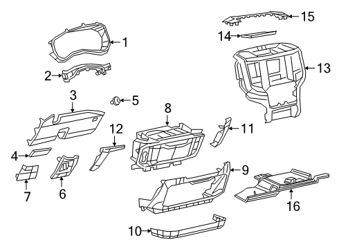 2020 Ram 2500 Cluster & Switches, Instrument Panel Panel-Instrument Panel Closeout Diagram for 6QB50HL1AA