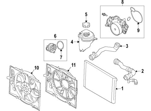 2018 BMW M6 Gran Coupe Cooling System, Radiator, Water Pump, Cooling Fan Radiator, Right Diagram for 17112284278