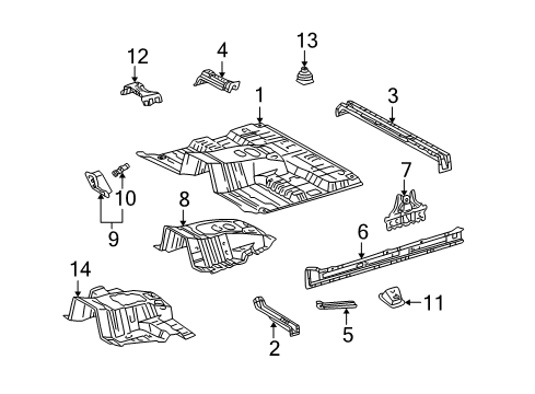 1999 Toyota Land Cruiser Floor Crossmember Diagram for 57052-60040