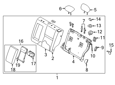 2018 Nissan Rogue Sport Rear Seat Components Frame Assy-Back, Rear Seat LH Diagram for 88651-6MA0A