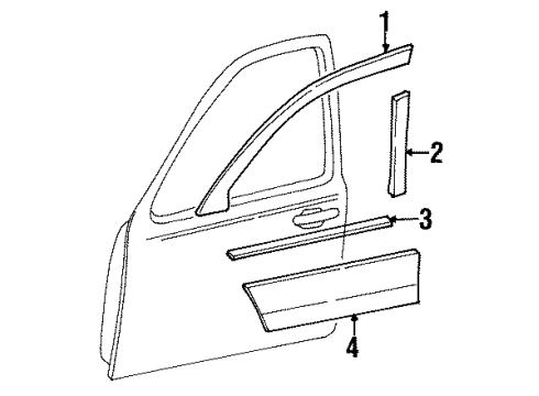 2001 Lincoln Town Car Exterior Trim - Front Door Window Molding Diagram for 3W1Z-5420554-AAA