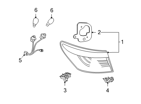 2007 Lexus LS460 Bulbs Lens & Body Diagram for 81561-50160