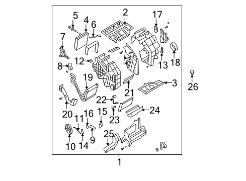 2010 Hyundai Sonata A/C Evaporator & Heater Components Blower Unit Diagram for 97100-0A650