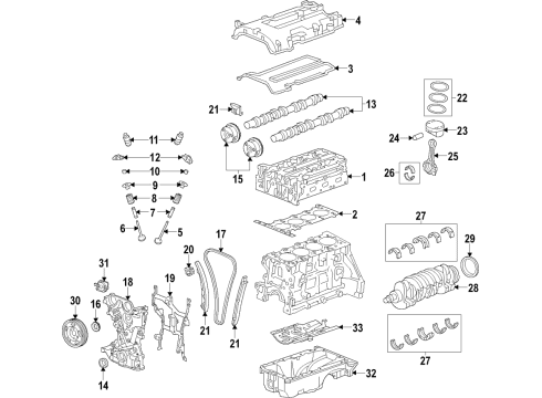 2017 Chevrolet Trax Engine Parts, Mounts, Cylinder Head & Valves, Camshaft & Timing, Variable Valve Timing, Oil Cooler, Oil Pan, Oil Pump, Crankshaft & Bearings, Pistons, Rings & Bearings Cooler Asm-Engine Oil (W/ Filter) Diagram for 25200134